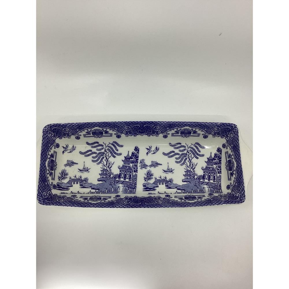 Blue Willow by Regal England Rectangular Serving Tray Platter Chinoiserie 14.5in